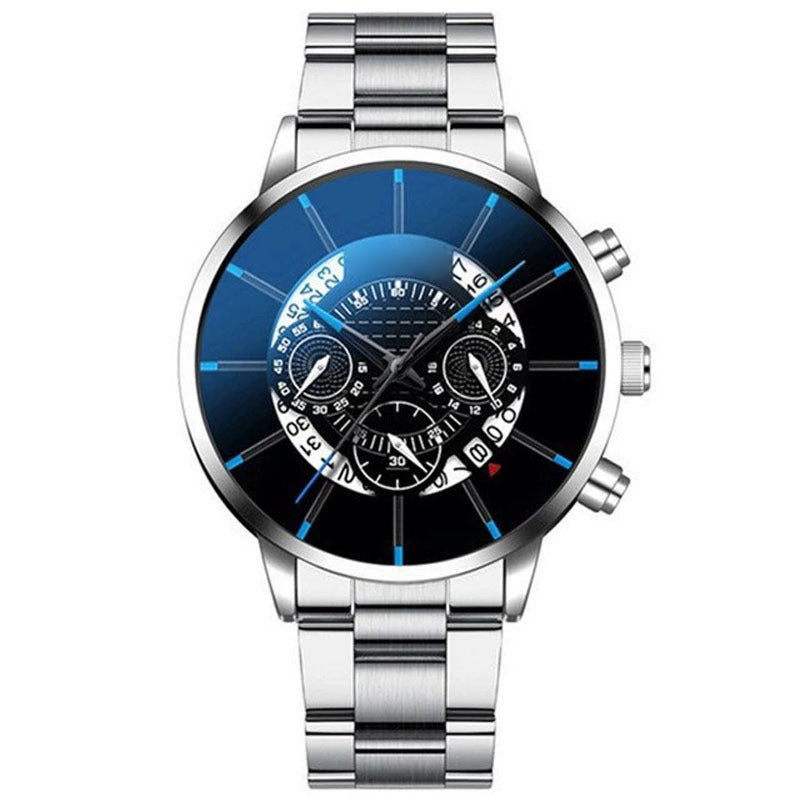 All-match Large Dial Quartz Calendar Steel Band Men's Watch