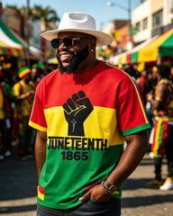 Big & Tall Men's Celebrate 1865 Juneteenth Print Crewneck Short Sleeve T-Shirt