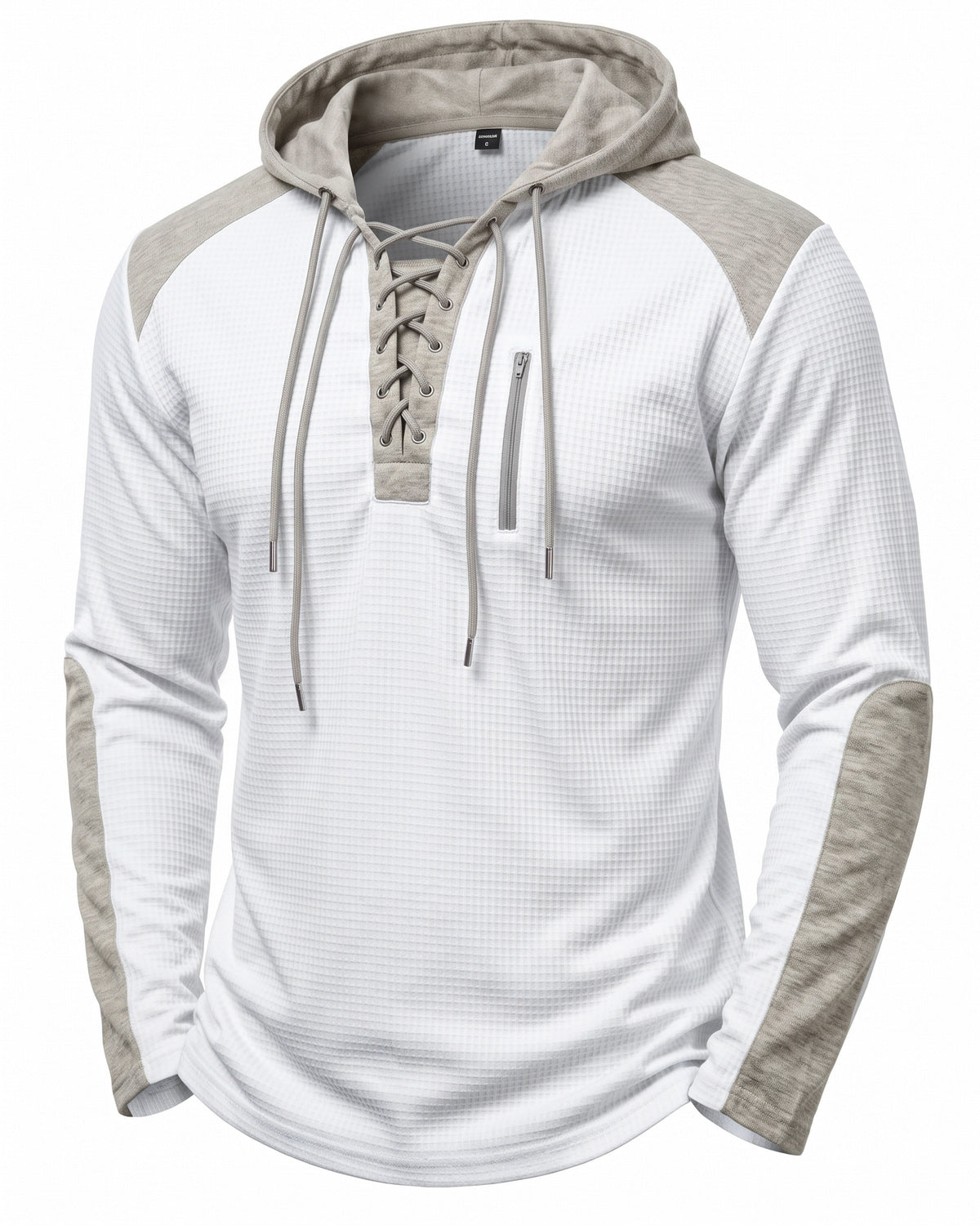 Men's color-blocked drawstring hooded sweatshirt