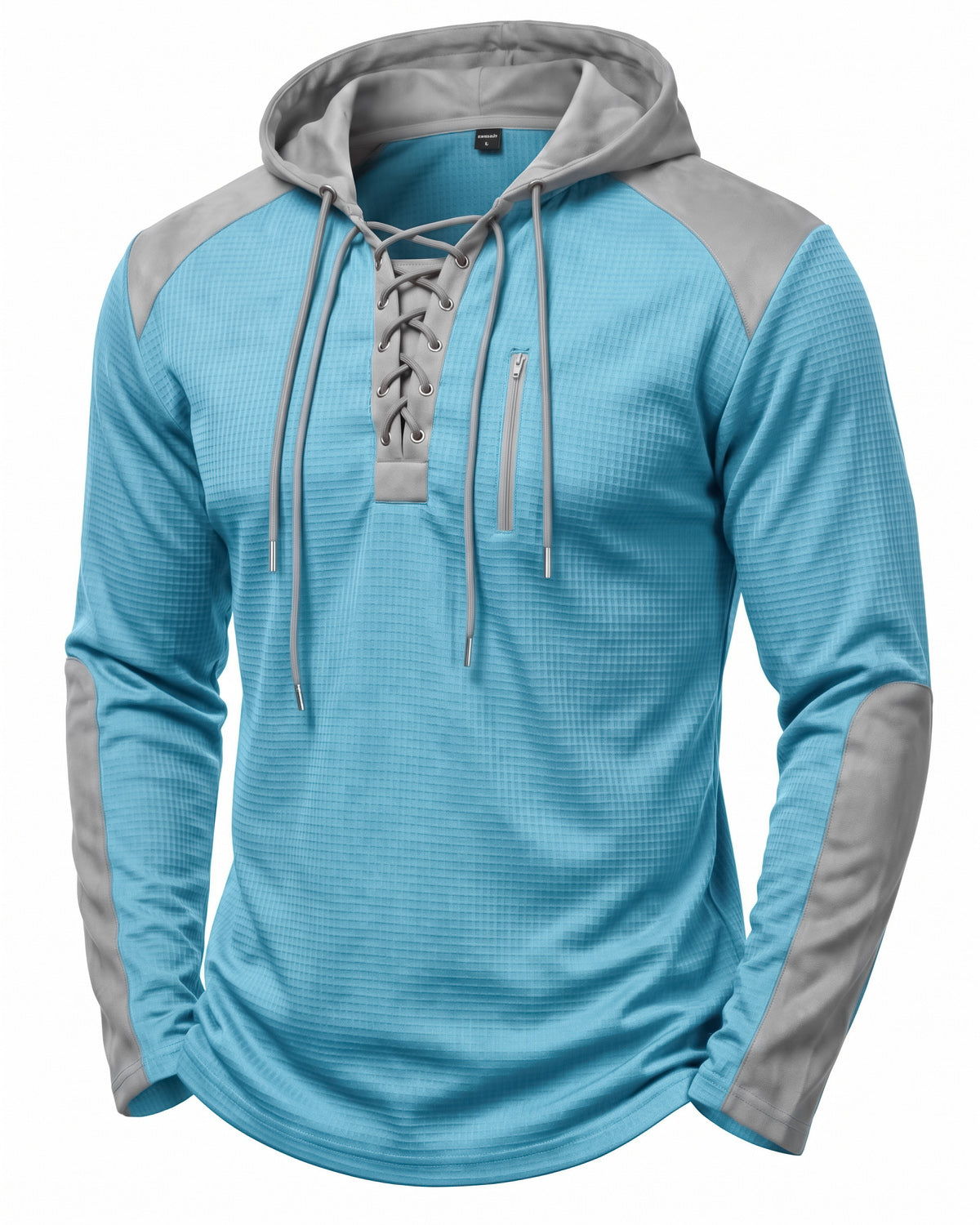Men's color-blocked drawstring hooded sweatshirt