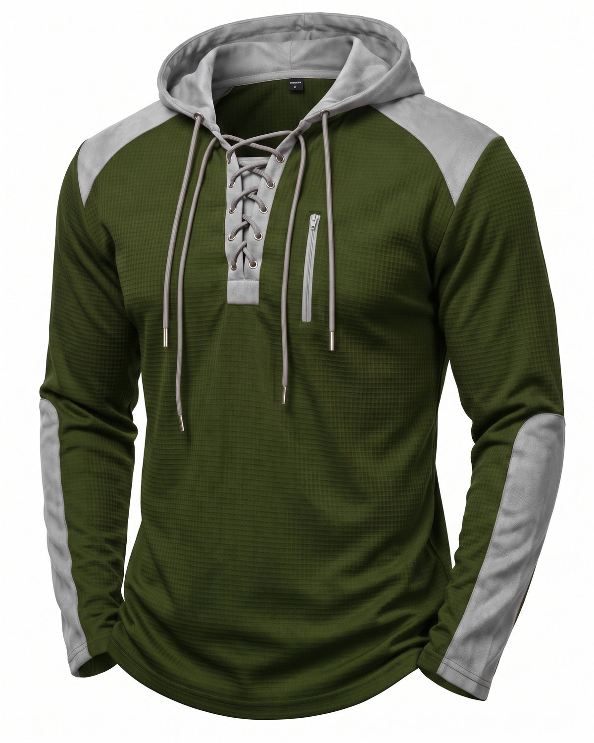 Men's color-blocked drawstring hooded sweatshirt