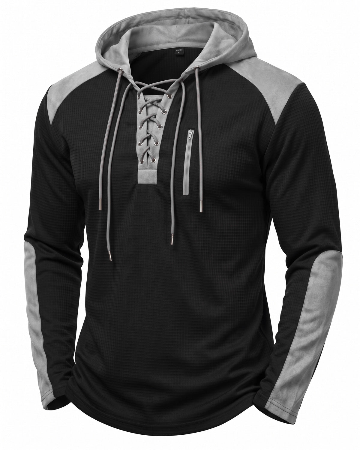 Men's color-blocked drawstring hooded sweatshirt
