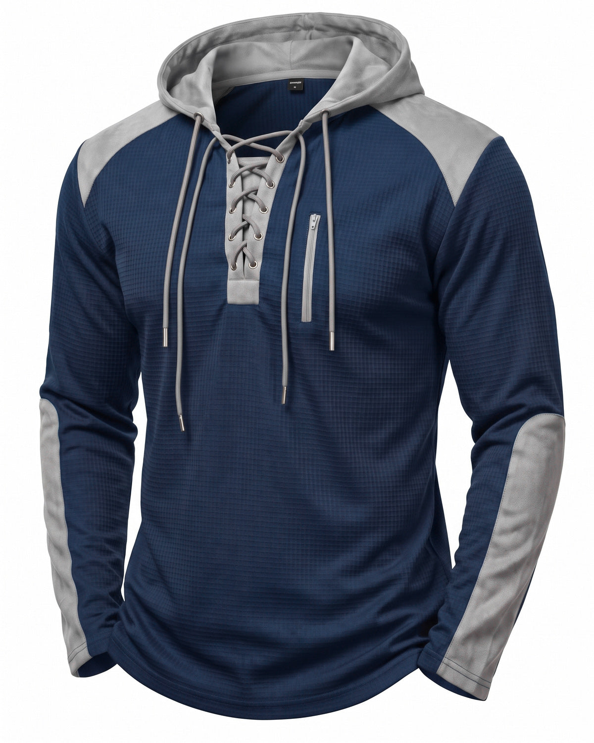 Men's color-blocked drawstring hooded sweatshirt