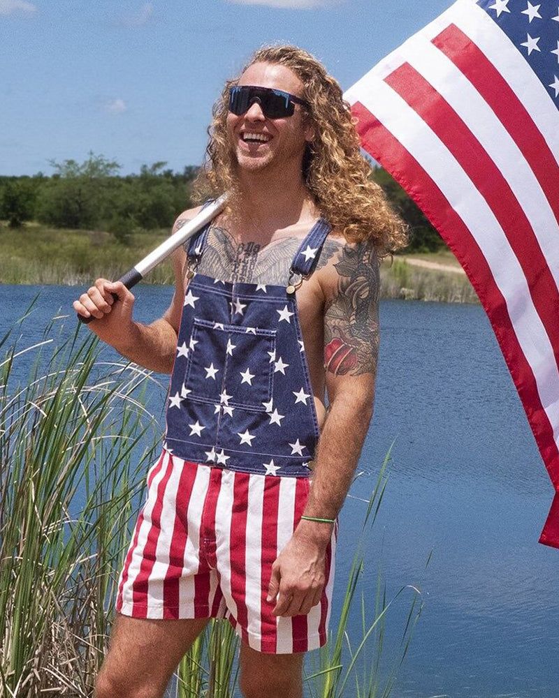 XS-5XL Independence Day Flag Couple's Suspenders