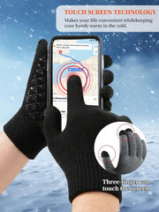Winter Men's Fleece-lined Thickened Outdoor Riding Knitted Gloves Cold-proof Non-slip Touch Screen Gloves