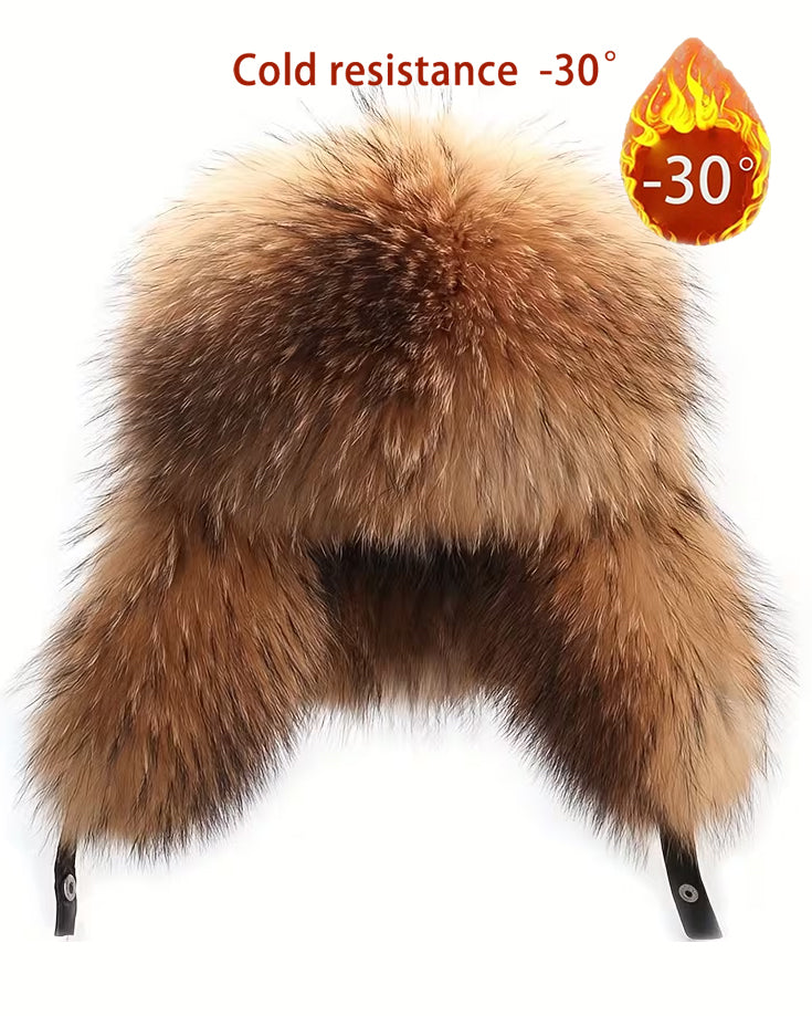 High-Quality Faux Raccoon Fur Ear-Flap Thickened Warm Hat