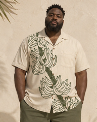 Big & Tall Men's Banana Leaf Print Short Sleeve Shirt Shorts Set