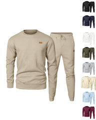 S-3XL Autumn And Winter Men's Crewneck Texture Jacquard Sweater Sports Casual Suit