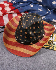 Western Cowboy American Retro Star Big Eave Beach Sunshade Outdoor Party Straw Hat