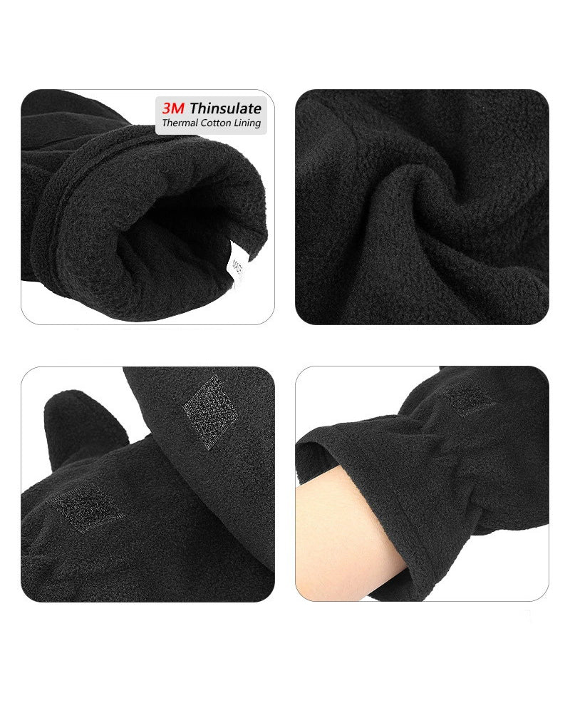 Double Layer Fleece Windproof Flip Warm Gloves