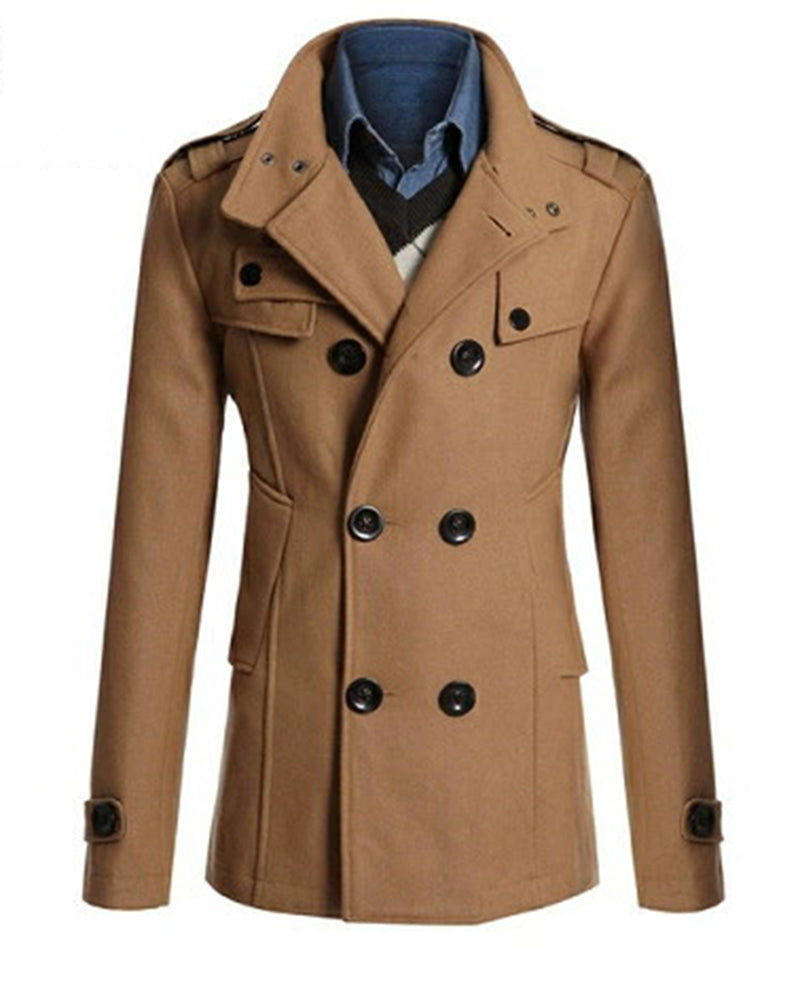 Big & Tall Men's Slim Fit Long Woolen Trench Coat M-4XL