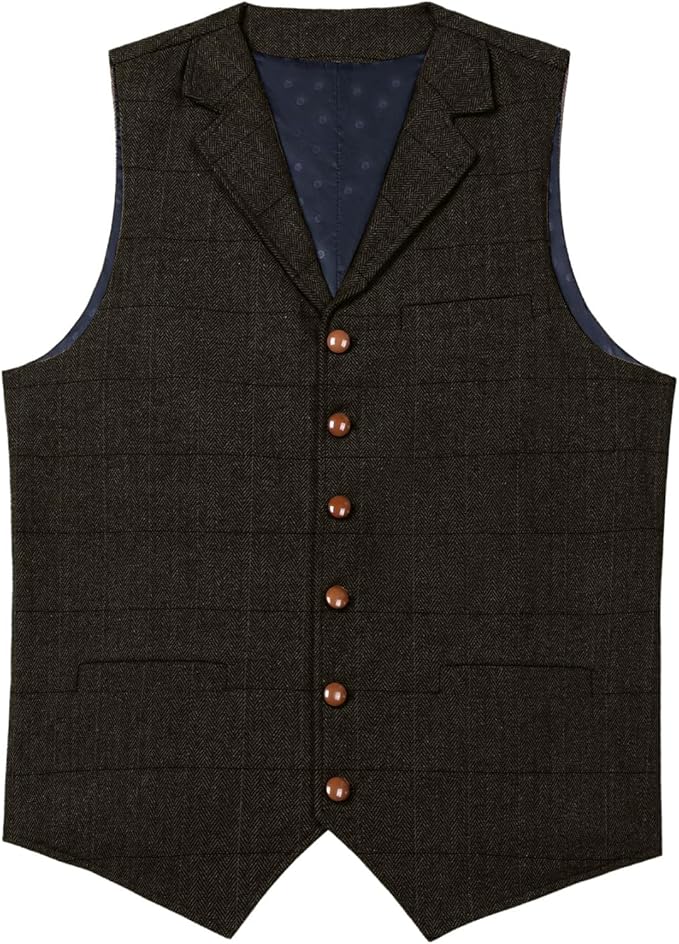 Big & Tall Men's Gentleman Business Casual Slim Fit Suit Vest XS-3XL