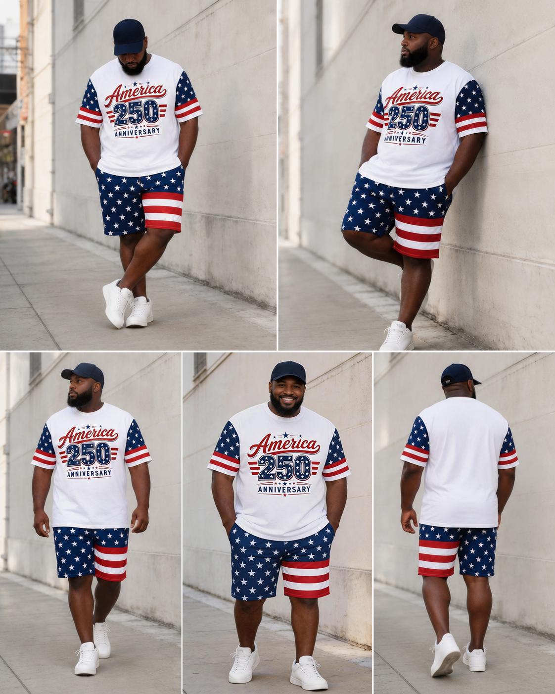 Big & Tall Men's America250 Anniversary Printed Crewneck Short Sleeve T-Shirt Shorts Set
