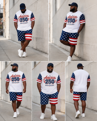 Big & Tall Men's America250 Anniversary Printed Crewneck Short Sleeve T-Shirt Shorts Set