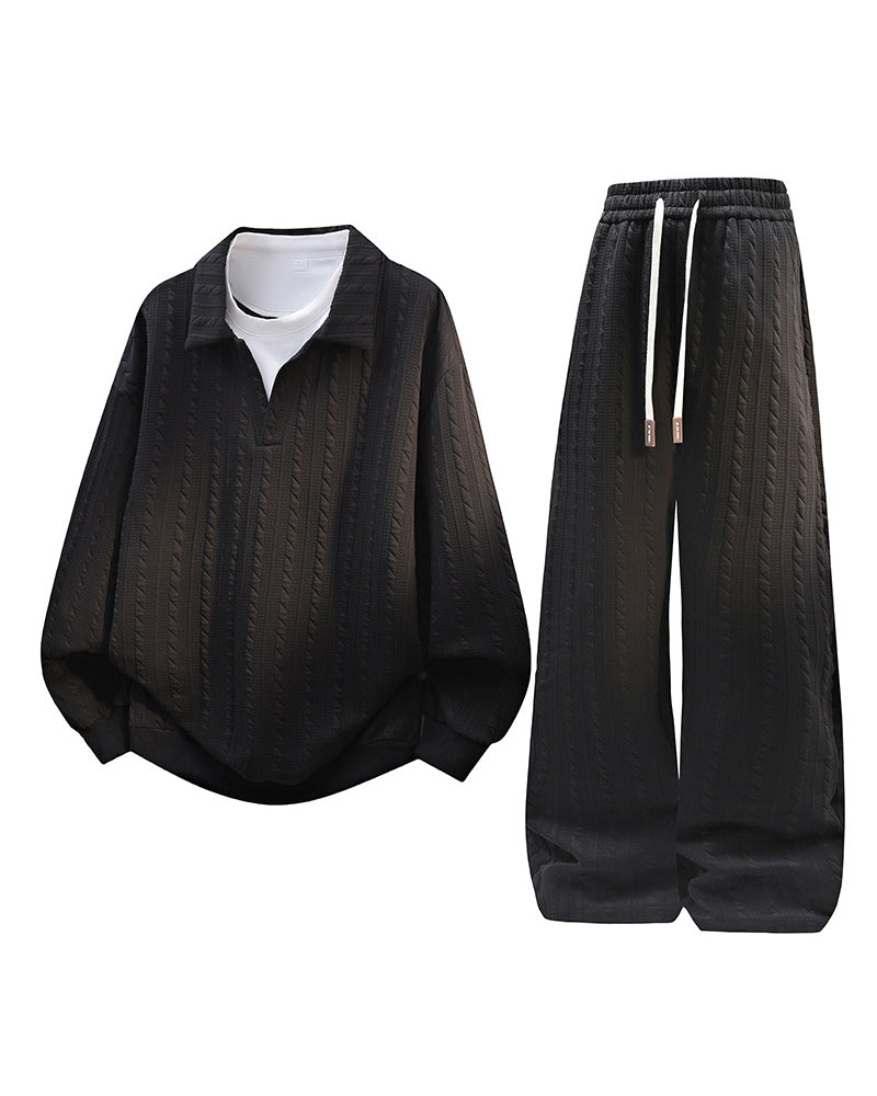 M-8XL Spring And Autumn Leisure Sports Suit Two-piece Set