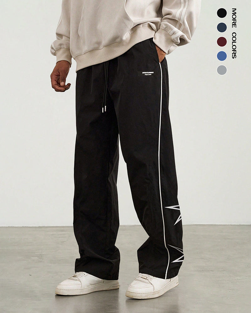 S-2XL American Style Retro Embroidered Straight Pants