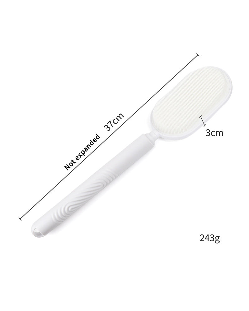 Back Brush for Showering - 27.5-Inch Adjustable Handle with Dual Exfoliating And Massaging Features, Long-Handled Bath Brush with Soft/Granular Texture.