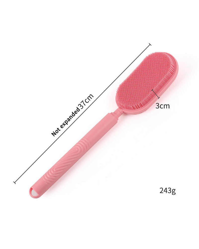 Back Brush for Showering - 27.5-Inch Adjustable Handle with Dual Exfoliating And Massaging Features, Long-Handled Bath Brush with Soft/Granular Texture.