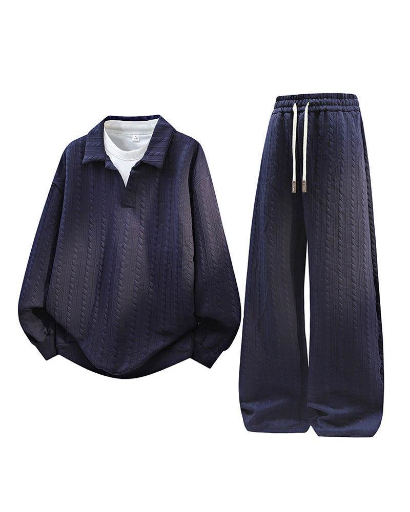 M-8XL Spring And Autumn Leisure Sports Suit Two-piece Set