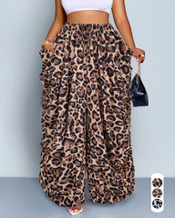 S-5XL Leopard-Print High-Waist Harlan Casual Pants