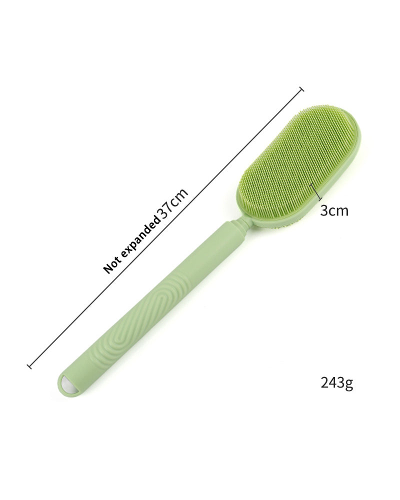 Back Brush for Showering - 27.5-Inch Adjustable Handle with Dual Exfoliating And Massaging Features, Long-Handled Bath Brush with Soft/Granular Texture.