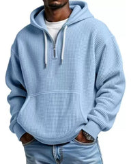 S-5XL Waffley Solid Color Long Sleeve Hooded Sweat