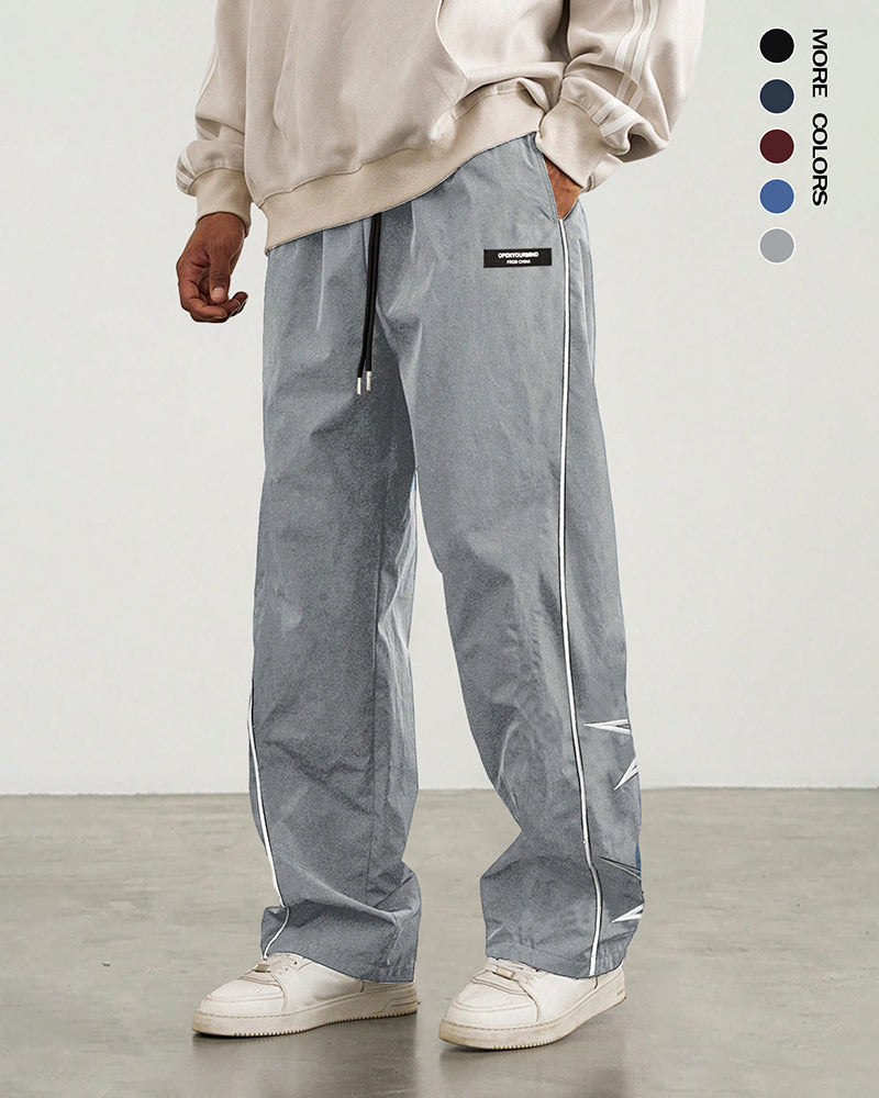 S-2XL American Style Retro Embroidered Straight Pants
