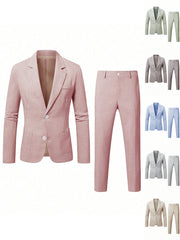 S-3XL Solid Color Suit Pants Set-Business Dinner Wedding