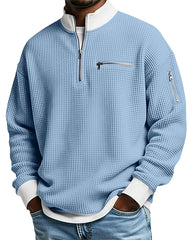 S-5xl Stand Collar Contrast Zip Sweater