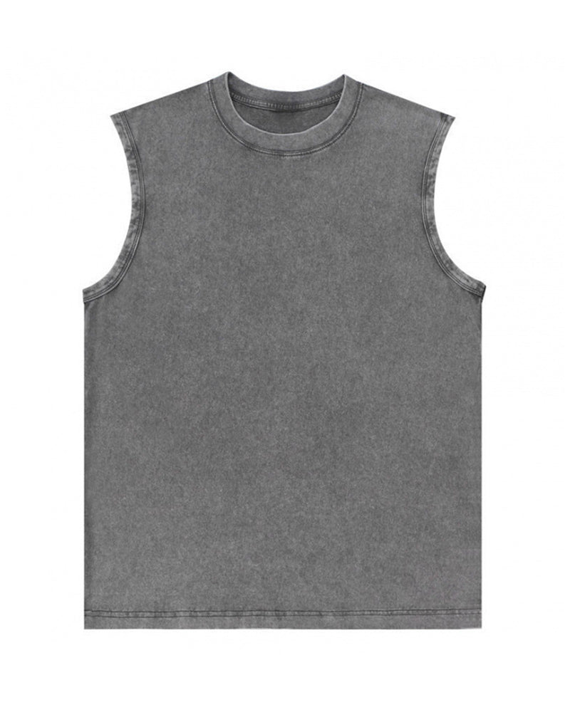 S-4XL 230G Cotton American Batik Washed Sleeveless Vest