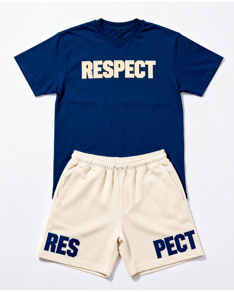 Big & Tall Men's RESPECT Letter-Print Crewneck Short-Sleeve T-Shirt And Shorts Set