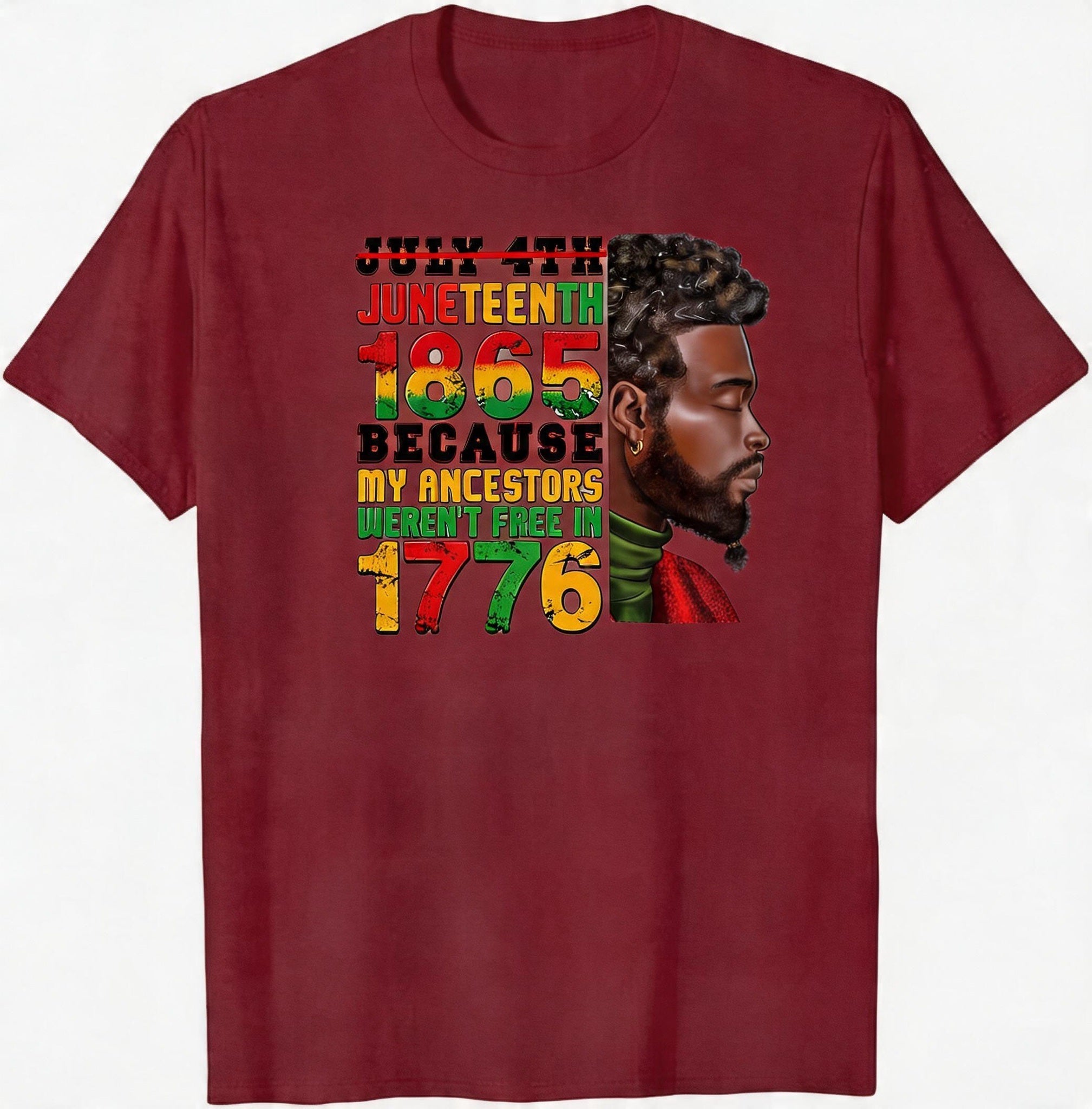 Big & Tall Men's Juneteenth Black Portrait Logo Print Crewneck Short-Sleeve T-Shirt