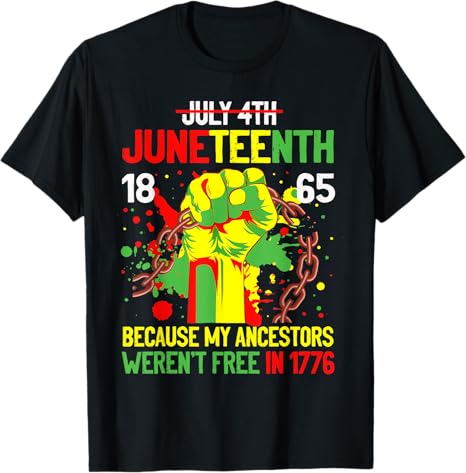 Big & Tall Men's Juneteenth Break Free Chain Fist Print Crewneck Short Sleeve T-Shirt