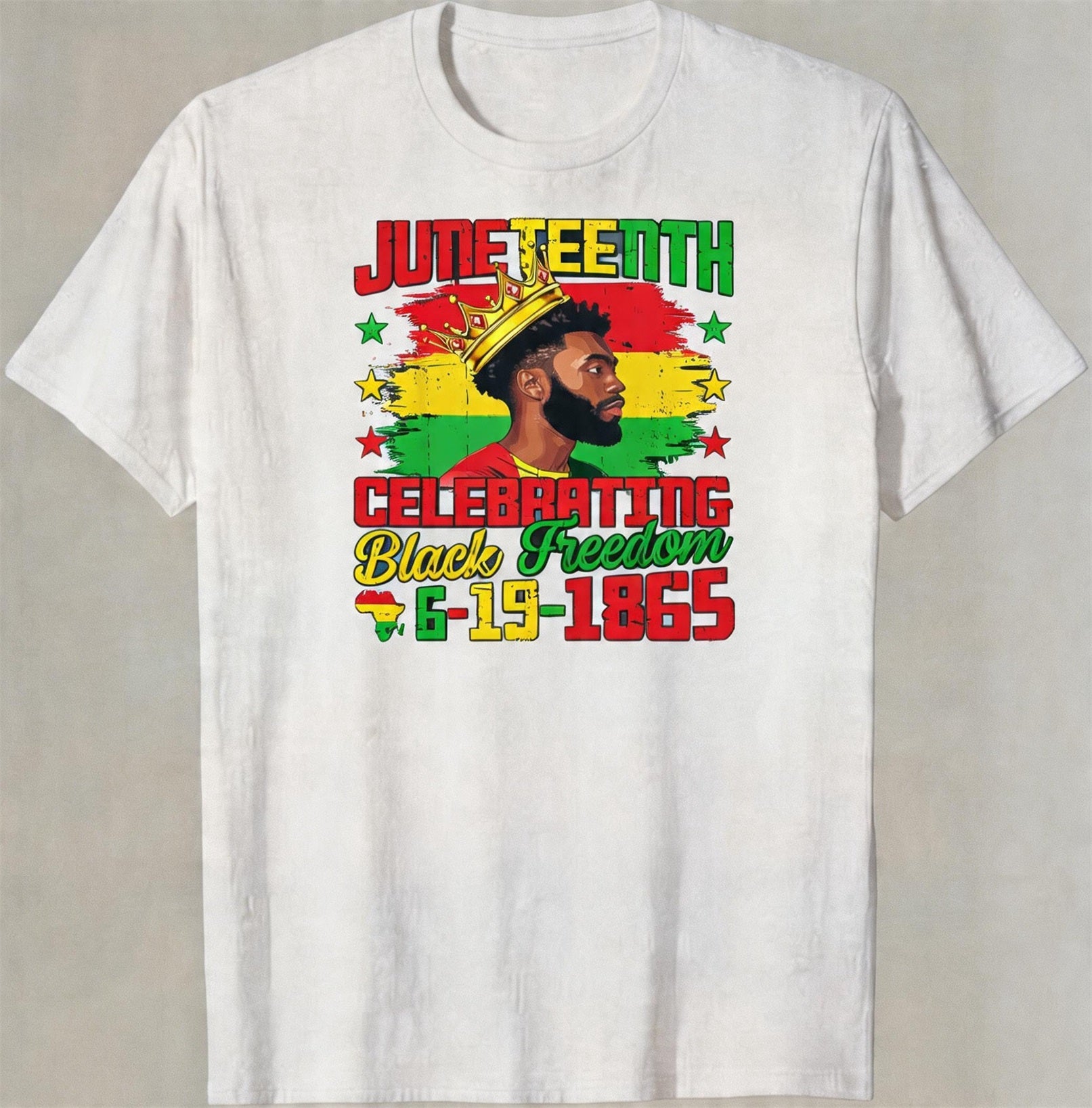 Big & Tall Men's Juneteenth 1865 Black Crown Head Printed Crewneck Short Sleeve T-Shirt