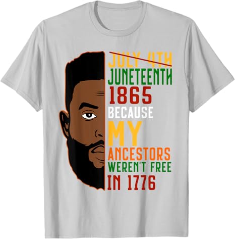 Big & Tall Men's Juneteenth Black Head Slogan Printed Crewneck Short-Sleeved T-Shirt