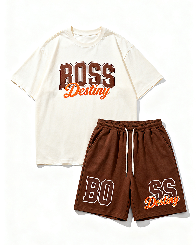 Big & Tall Men's BOSS Destiny Letter Print Round Neck Short Sleeve T-Shirt Shorts Set