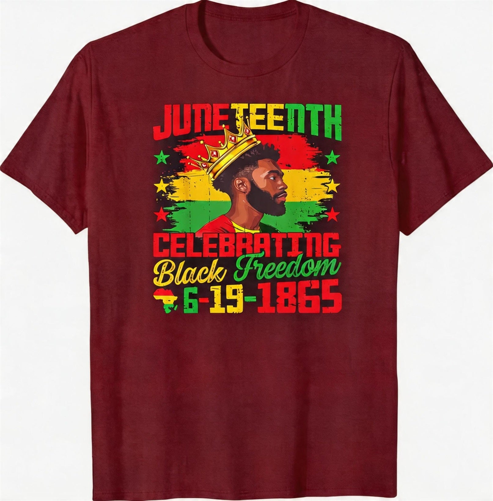 Big & Tall Men's Juneteenth 1865 Black Crown Head Printed Crewneck Short Sleeve T-Shirt