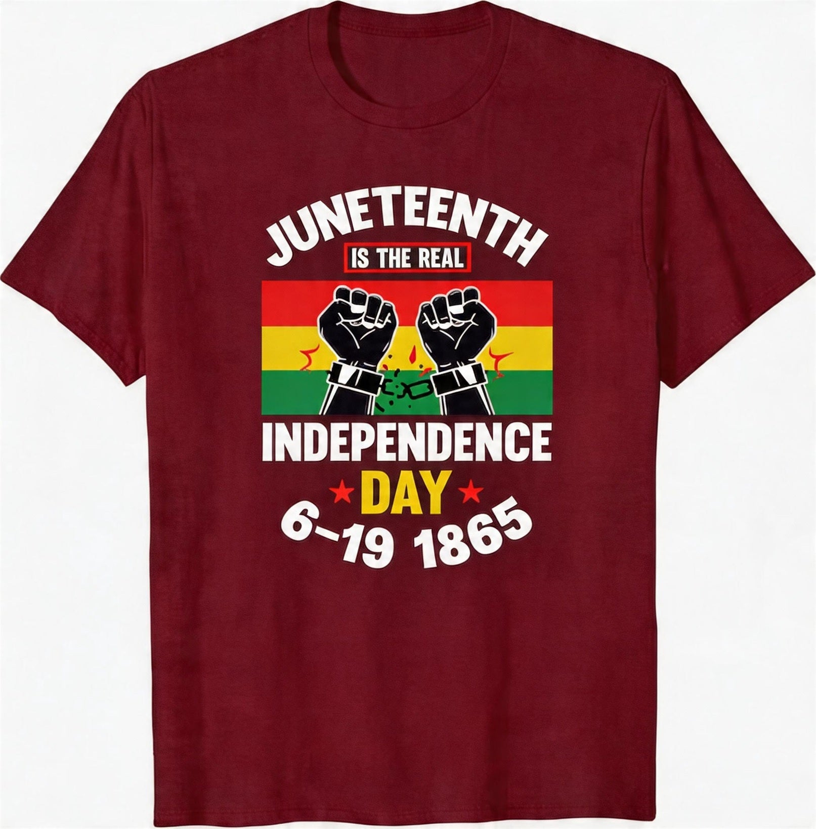 Big & Tall Men's Juneteenth 1865 Break Free Chain Fist Print Crewneck Short Sleeve T-Shirt