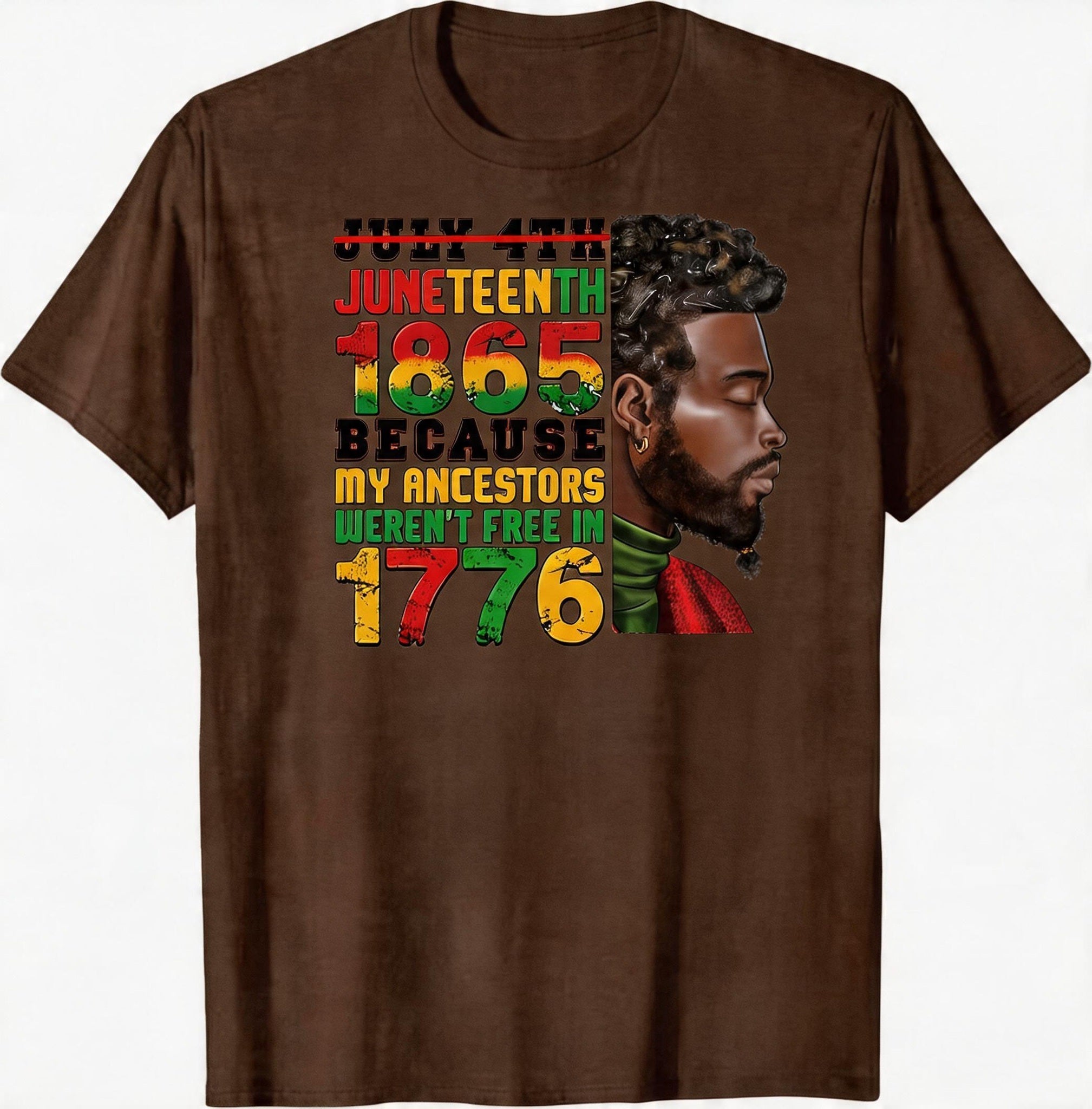 Big & Tall Men's Juneteenth Black Portrait Logo Print Crewneck Short-Sleeve T-Shirt