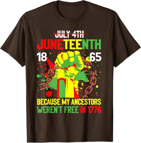 Big & Tall Men's Juneteenth Break Free Chain Fist Print Crewneck Short Sleeve T-Shirt