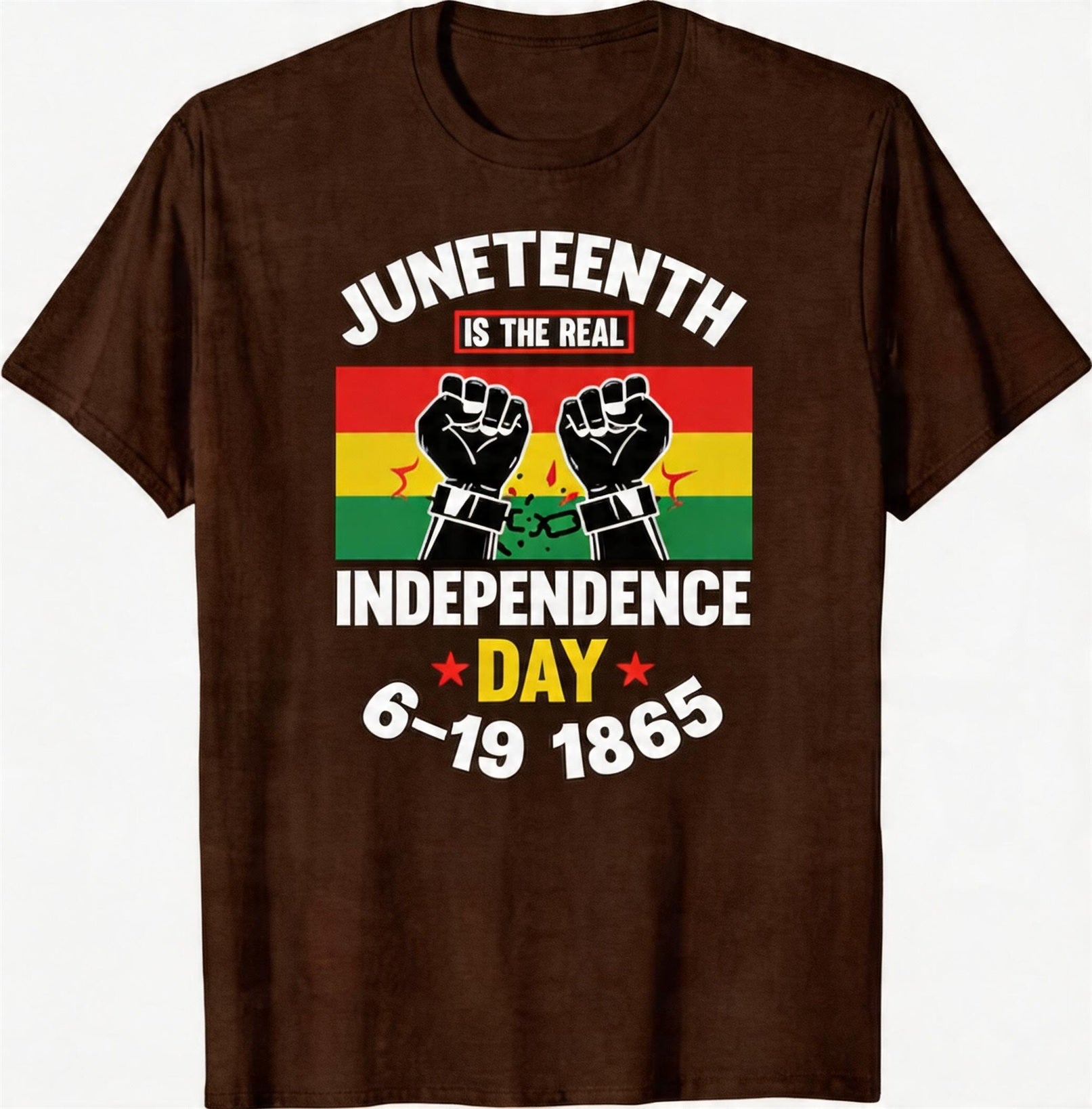 Big & Tall Men's Juneteenth 1865 Break Free Chain Fist Print Crewneck Short Sleeve T-Shirt