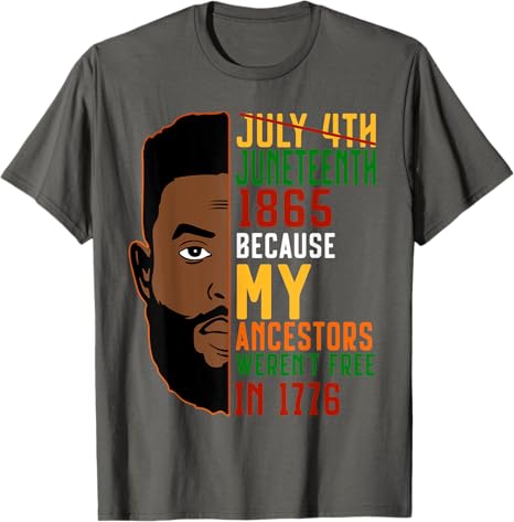 Big & Tall Men's Juneteenth Black Head Slogan Printed Crewneck Short-Sleeved T-Shirt