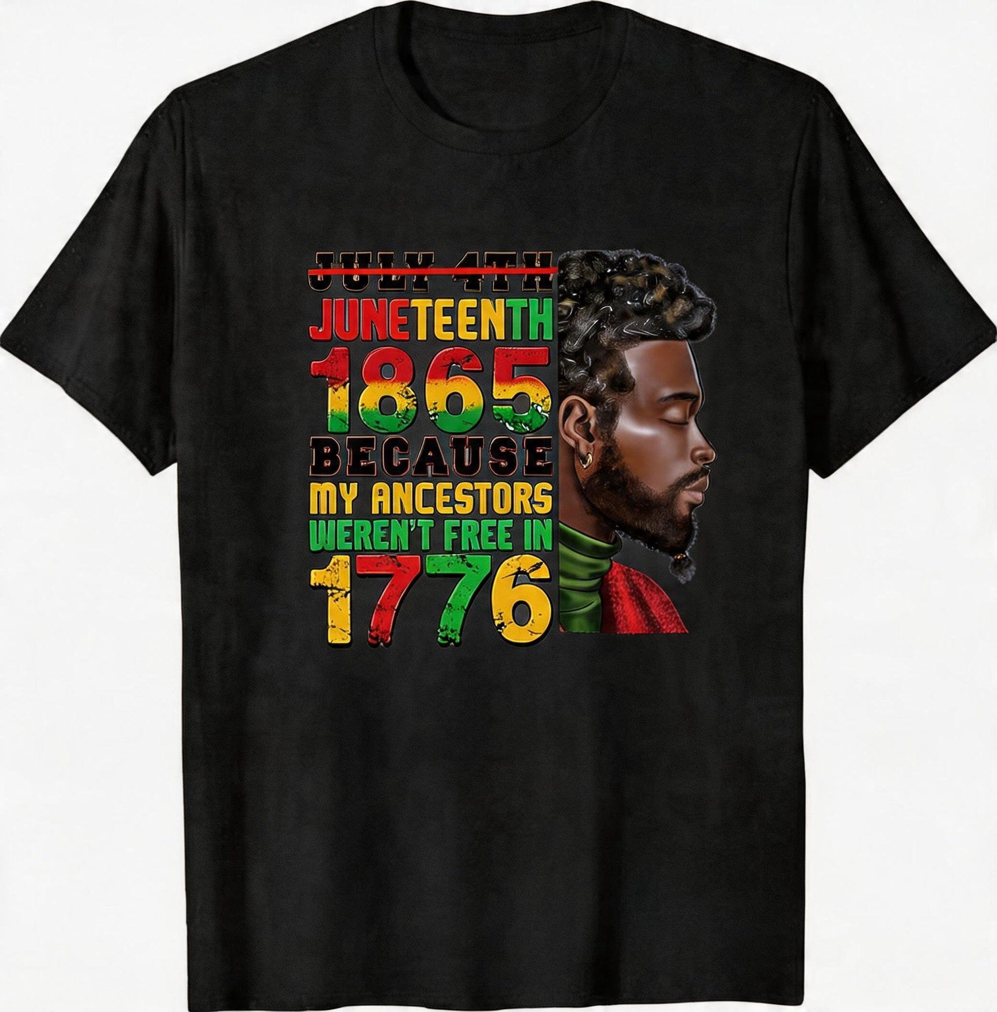 Big & Tall Men's Juneteenth Black Portrait Logo Print Crewneck Short-Sleeve T-Shirt