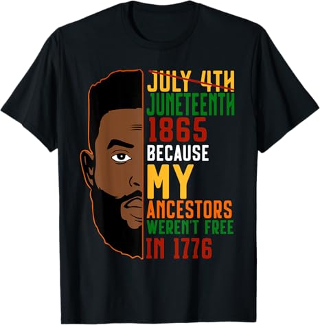 Big & Tall Men's Juneteenth Black Head Slogan Printed Crewneck Short-Sleeved T-Shirt