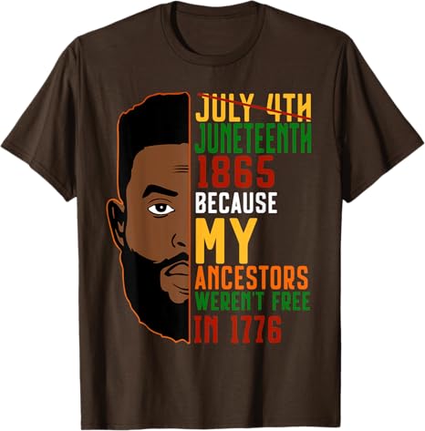Big & Tall Men's Juneteenth Black Head Slogan Printed Crewneck Short-Sleeved T-Shirt