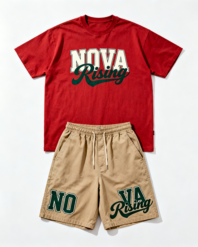 Big & Tall Men's NOVA Rising Alphabet Print Round Neck Short Sleeve T-Shirt Shorts Set