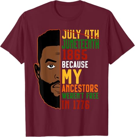 Big & Tall Men's Juneteenth Black Head Slogan Printed Crewneck Short-Sleeved T-Shirt