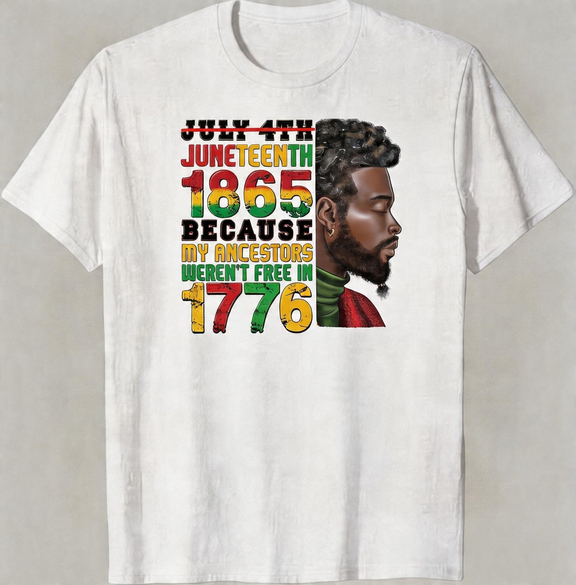 Big & Tall Men's Juneteenth Black Portrait Logo Print Crewneck Short-Sleeve T-Shirt