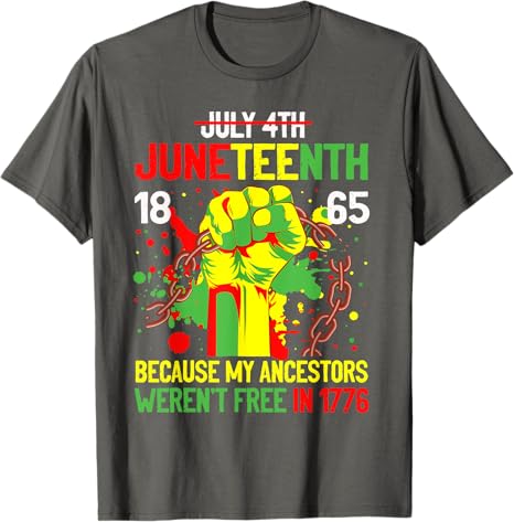 Big & Tall Men's Juneteenth Break Free Chain Fist Print Crewneck Short Sleeve T-Shirt