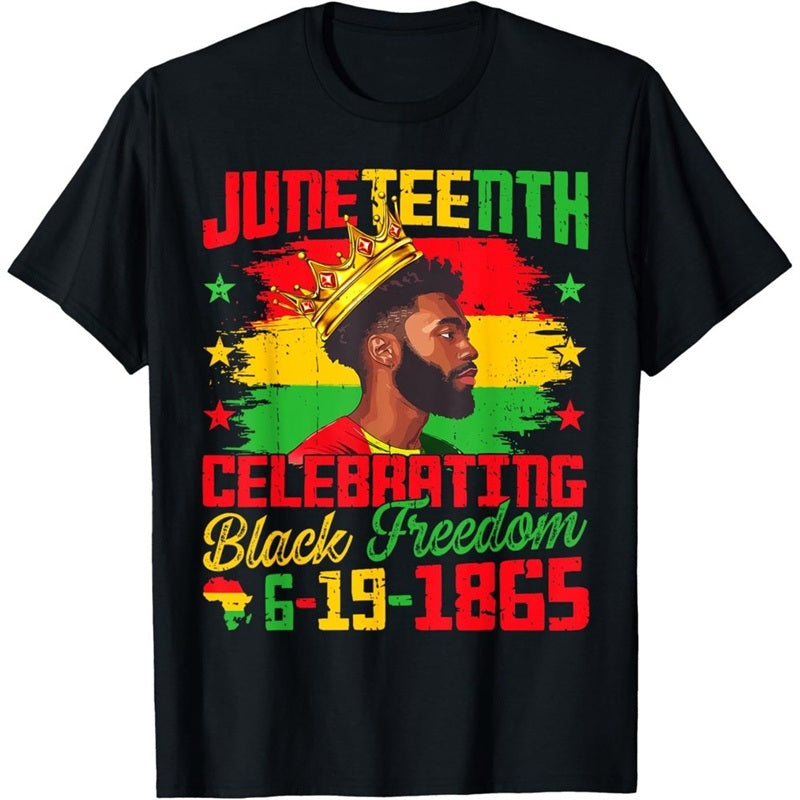 Big & Tall Men's Juneteenth 1865 Black Crown Head Printed Crewneck Short Sleeve T-Shirt